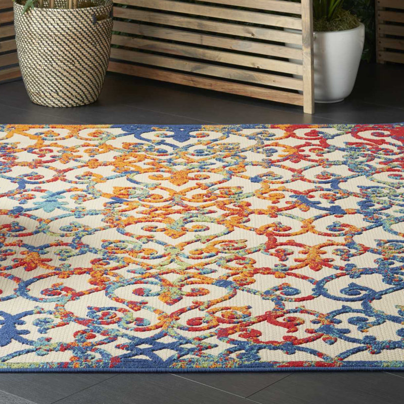 Latitude Vive Mariners Ivory/Blue/Orange Outdoor Rug & Reviews